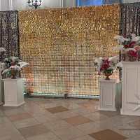 Стена "Золотые движущиеся пайетки с цветами