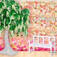 Фотозона "Стена из текстильных цветов "Летний сад"
